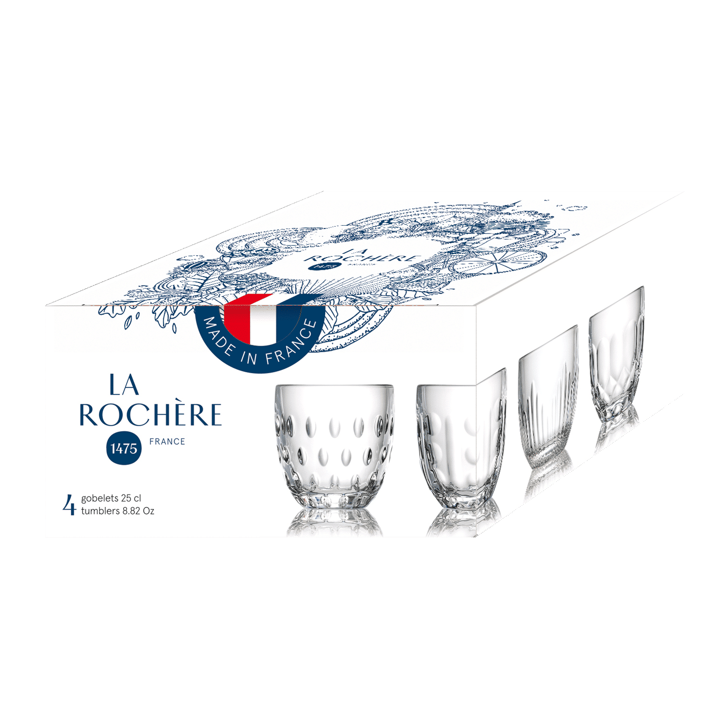 La Rochère Troquet Tumblers 23 cl Assorti – 4 Stuks